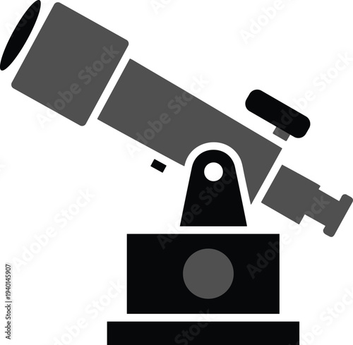 Telescope pointing upwards, exploring the night sky, scientific instrument vector illustration, flat design