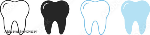 Tooth icons set, dental health symbols
