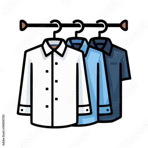 Men Shirts on Hangers Clothing Rack Fashion Apparel Store Vector Illustration