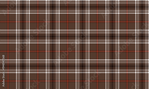 Seamless plaid fabric in brown, white, and orange. A warm, classic design, perfect for textiles, clothing, fashion, and design projects requiring a sophisticated and modern look.