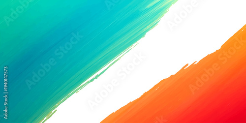 An abstract watercolor design features colorful paint splashes and a vibrant rainbow wave pattern with a motion gradient of blue and green lines over a textured light backdrop