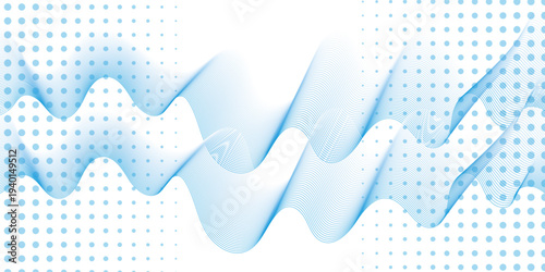 Abstract blue and white line in vector business texture. Pattern line blend curve flow futuristic white background. Modern background futuristic dots spiral halftone blend art design background.