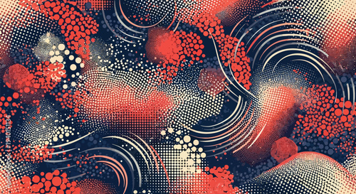 Trendy halftone collage abstract background texture with dynamic dotted gradient pattern for modern graphic design and branding