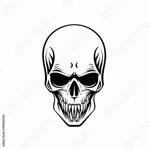 Graphic illustration of a human skull isolated on a white background vector design