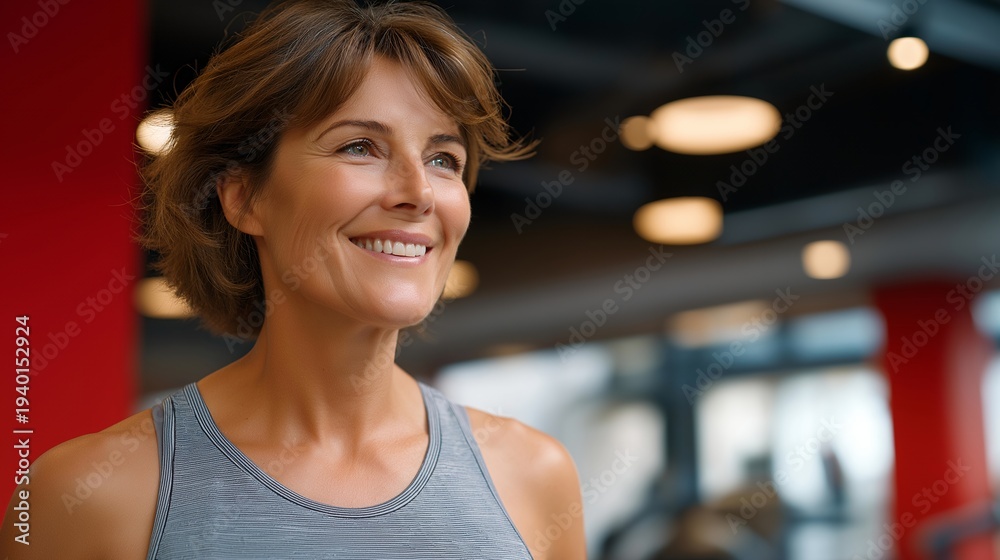 custom made wallpaper toronto digitalFitness instructor leads gentle strength training class for menopausal women in gym focusing on bone health and balance exercises, ideal for midlife fitness, osteoporosis prevention, and modern