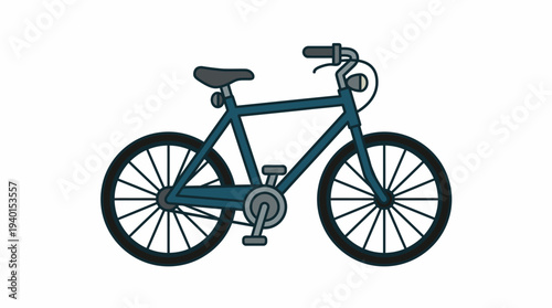 Simple cartoon bicycle illustration with flat design style, a common eco-friendly transport mode for cycling and healthy lifestyle.
