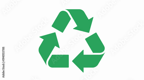 Green recycling symbol on white background representing sustainability, environmental protection, eco-friendly practices, and waste management.