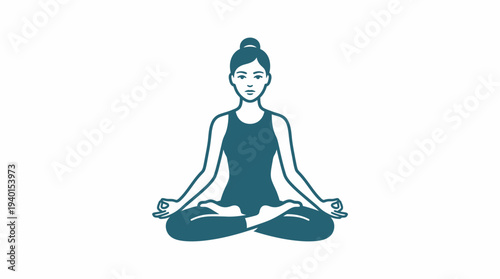 Woman Meditating in Lotus Pose Icon. Yoga, Mindfulness, Relaxation, and Zen Illustration for Wellness and Inner Peace.