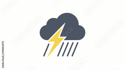 Stylized thunderstorm icon depicting a dark cloud, yellow lightning bolt, and falling rain, representing severe weather conditions.