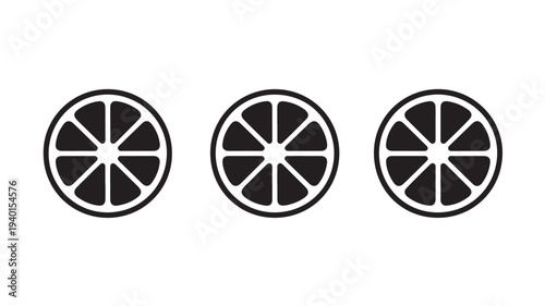 Lemon Slices Minimalist Black and White Illustration for Citrus Icon Set