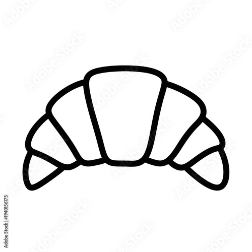 Minimalistic Line Art Illustration of a Croissant for Bakery and Food Packaging Design