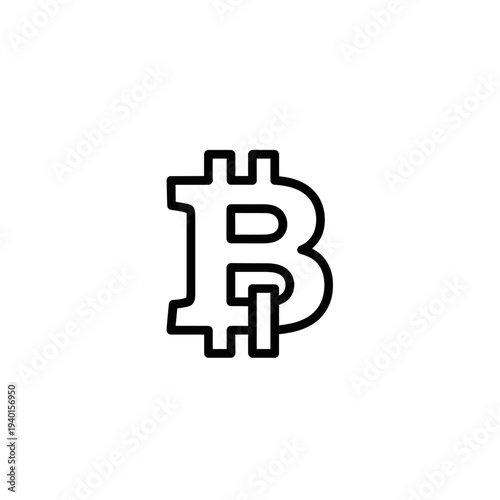 Modern Digital Cryptocurrency Bitcoin Icon Symbol for Financial Technology