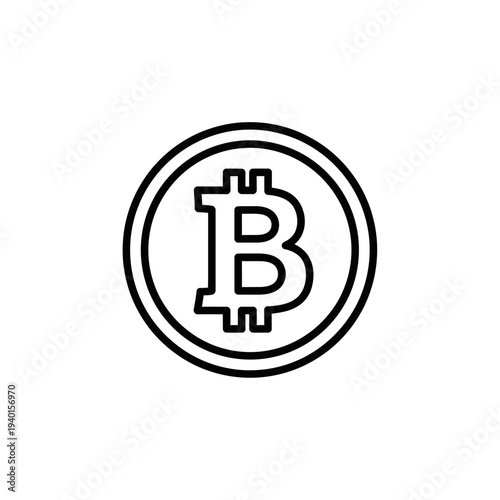 Modern Digital Cryptocurrency Bitcoin Symbol Icon for Financial Technology