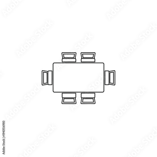 Modern Conference Room with Eight Chairs and Central Table, Office Meeting Space