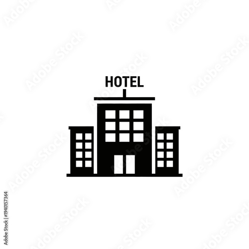 Modern Hotel Building Icon with Clear Design for Hospitality Industry