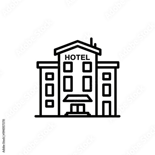Modern Hotel Building Illustration for Hospitality and Accommodation Branding