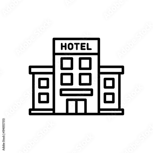 Modern Hotel Building Illustration with Multiple Floors and Windows