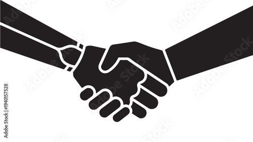 Handshake in minimalist style with black and white color scheme on isolated white background for corporate use