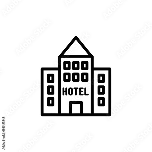 Modern Hotel Building Illustration with Multiple Windows and Entrance