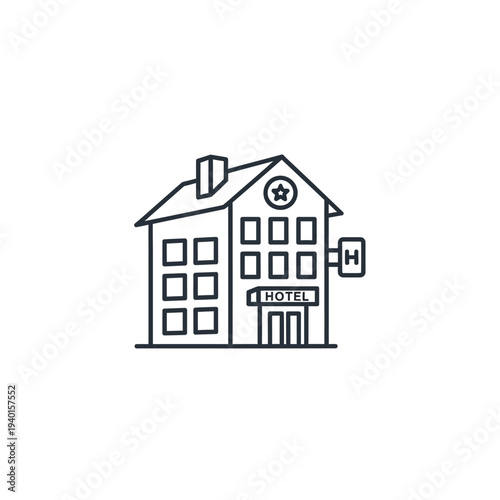 Modern Hotel Building Illustration with Multiple Windows and Entrance