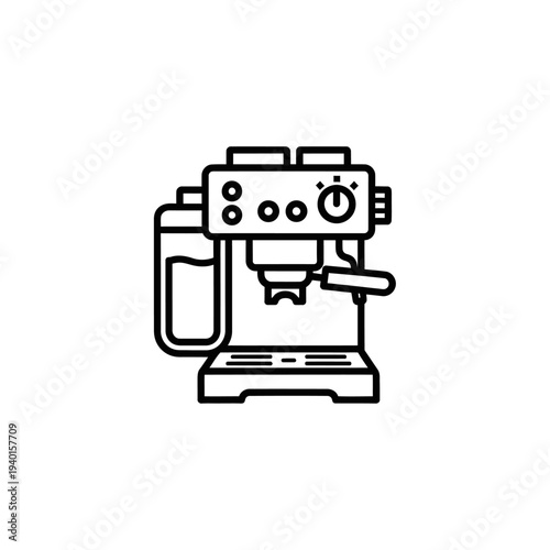 Modern Espresso Coffee Machine with Brew Handle and Steam Wand