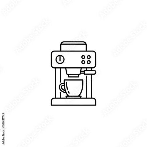 Modern Espresso Coffee Machine with Steaming Cappuccino in Kitchen Setting
