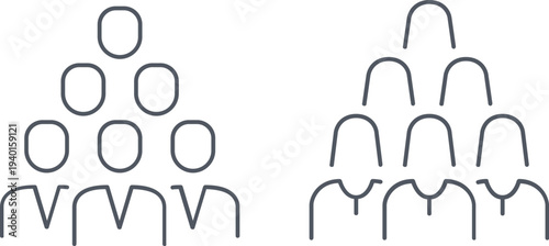 Corporate Leadership Structure, User Groups, and Workforce Management Pyramid: Staffing Vector Design Icon Set