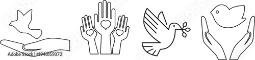 World Peace, Hope, Charity, Kindness, Unity, and Support Concept Vector