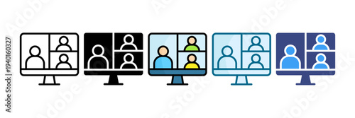Virtual Classroom Icon Set Multiple Style Collection