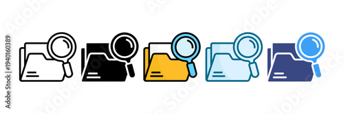 Research Folder Icon Set Multiple Style Collection