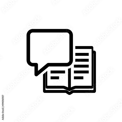 Open Book with Speech Bubble Icon Representation for Communication Concepts