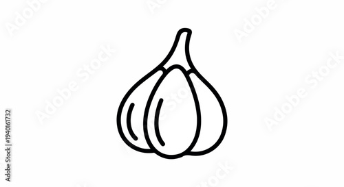 A simple line drawing of a bulb of garlic on a white background with minimal shading.