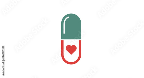 Medicine capsule with heart symbol inside.