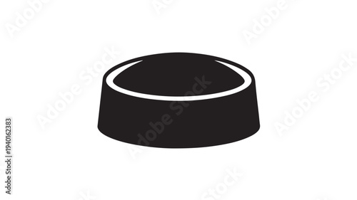 Black Dog Bowl Minimalist Simple White Background Kitchenware Illustration