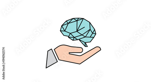 a hand holding a brain with puzzle pieces.