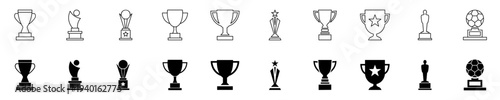 Trophy cup icon set. Award prize vector illustration on an isolated background. Champion sports event sign. 