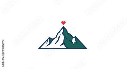 Mountain landscape with heart symbol.