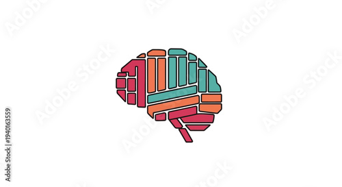 Colorful illustration of a human brain with books.