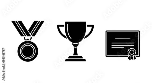 Awards and recognition symbols for success and achievement