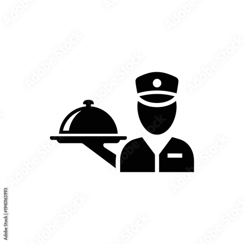 Professional Person Serving Food with a Covered Platter in Hospitality Setting