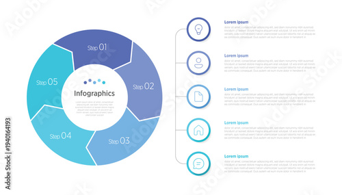 Collection of 5 circular business infographics featuring process cycles, workflow diagrams, comparison layouts, and strategy visuals — clean, modern designs for presentations, reports, and digital 