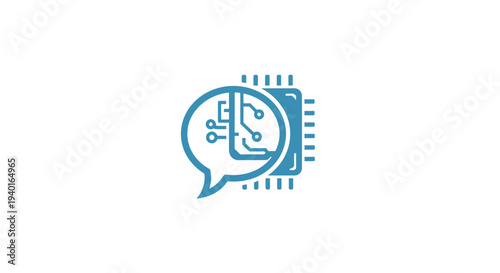 Artificial Intelligence Concept with Microchip and Speech Bubble.