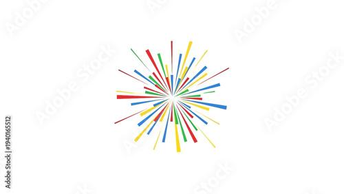 A Burst of Colorful Rays Expanding Outwards on a White Background