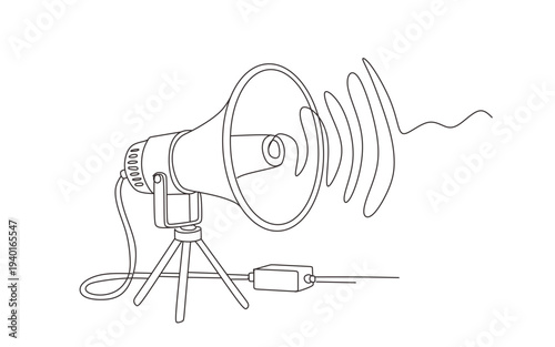 continuous single line drawing of bullhorn  megaphone announcement concept line art vector illustration
