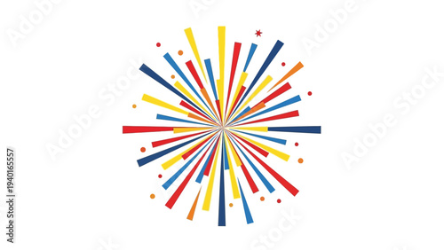 Vibrant abstract burst of colorful lines spreading outward, symbolizing celebration, energy, and dynamic movement. A modern graphic element for events and design