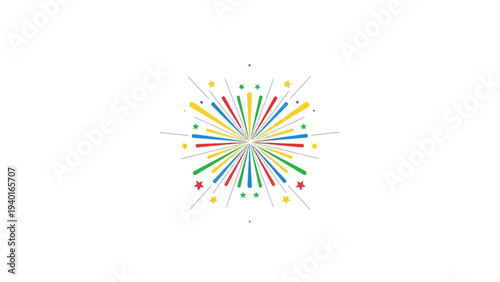 Dynamic abstract graphic explosion with colorful radiating lines, symbolizing celebration and energy, a modern vector design element for festive occasions and joyous events