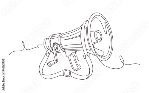 continuous single line drawing of bullhorn  megaphone announcement concept line art vector illustration