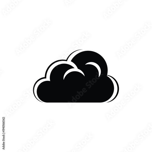 A simple black cloud icon on a white background for design or weather concepts