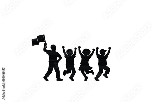 “Festive Music and Dance Celebration Black Silhouette Vector” 