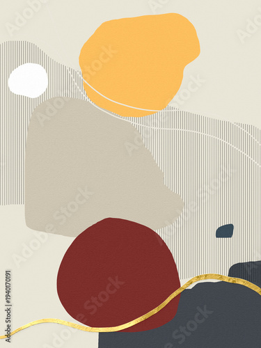 Abstract artwork with dynamic lines and soft colors, creating a harmonious and modern composition, perfect for contemporary interior design and artistic projects